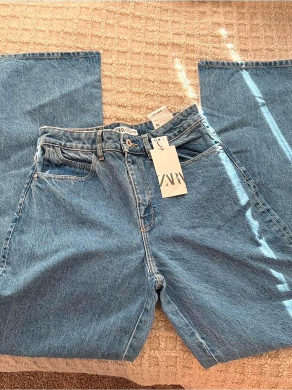 Zara Light Blue High-Waist Straight Jeans